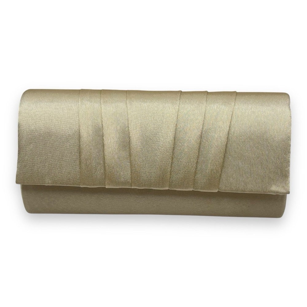 Damara Elegant Classic Solid Satin Pleated Satin Flap Clutch Evening Bag Handbag